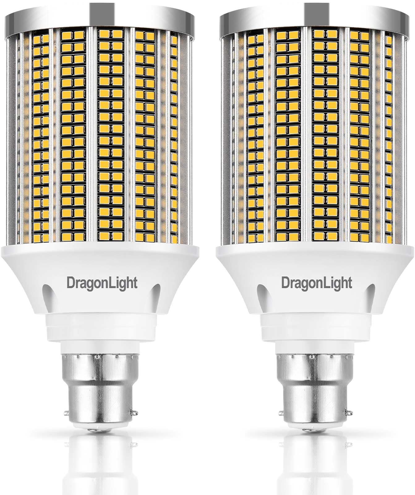 DragonLight 50W Super Bright LED Corn Light Bulbs(400 Watt Equivalent) - B22 Bayonet Cap LED Bulbs - 3000K Warm White 6000 Lumens for Large Area Lighting [Twin Value Pack] — image 1