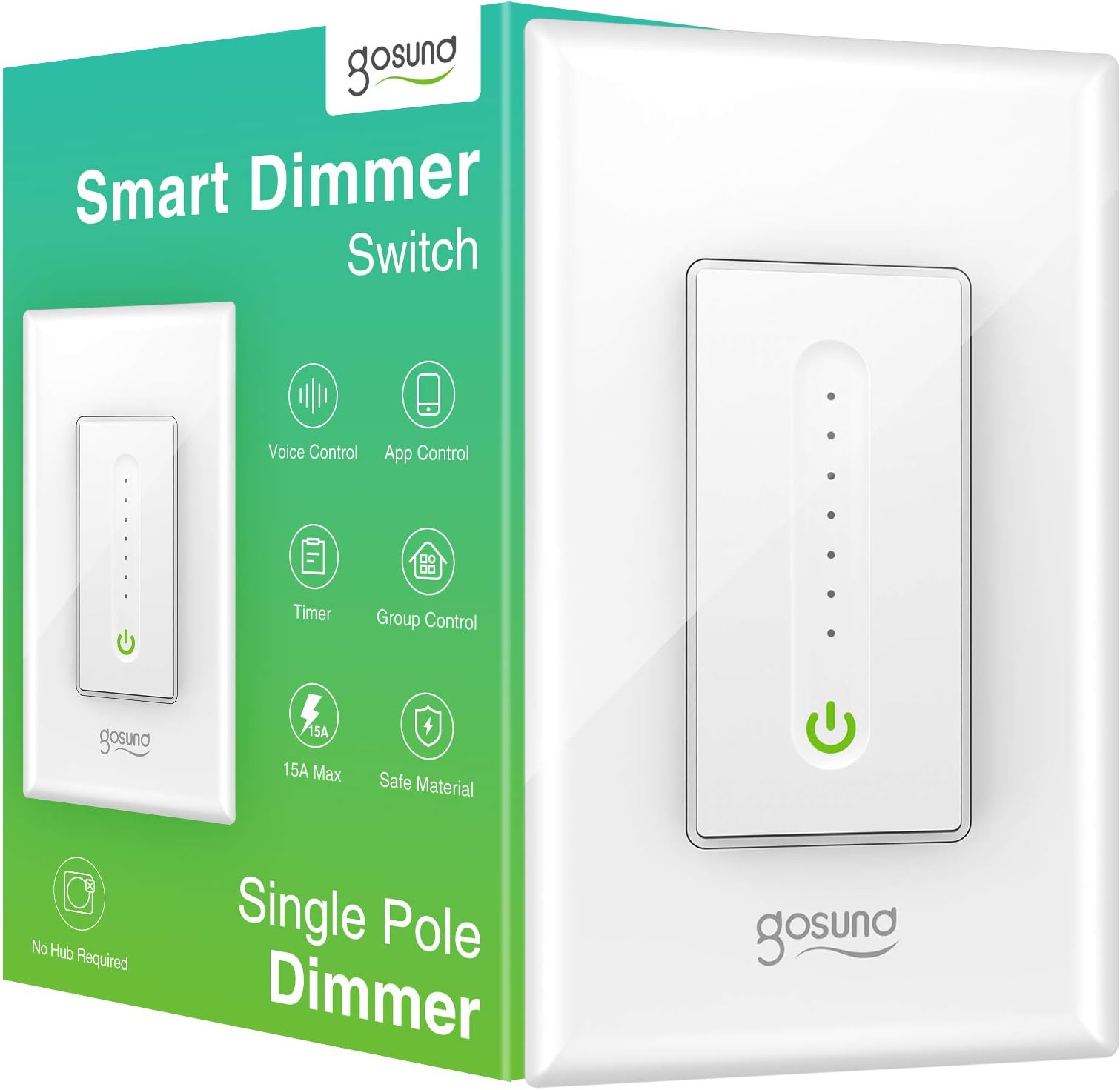 Gosund Smart Dimmer Switch, Smart WiFi Light Switch Works with Alexa Google Home, with Remote Control Timer Countdown, Single-Pole, Neutral Wire Required, ETL and FCC Listed, No Hub Required (1 Pack)