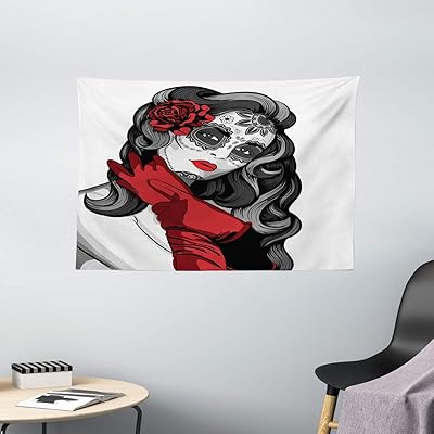 Buy Ambesonne Skull Tapestry Sugar Shaped Lady Mexican Style Floral Evil Gothic Dead Art Latin Wide Wall Hanging For Bedroom Living Room Dorm 60 X 40 White Black Online In Kuwait B01m6bs6j8