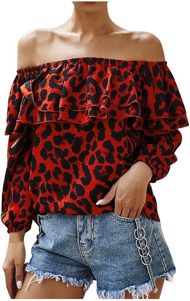 cheetah print off the shoulder top
