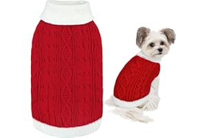 GOYOSWA Dog Christmas Sweater Knitted Turtleneck Dog Sweater Warm Christmas Outfit Clothes for Small Medium Large Dogs Pets (Red, Medium)