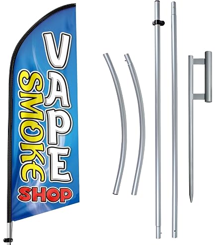 LIQUOR Windless Swooper Flag Feather Banner Kit - 15' Tall Store Sign