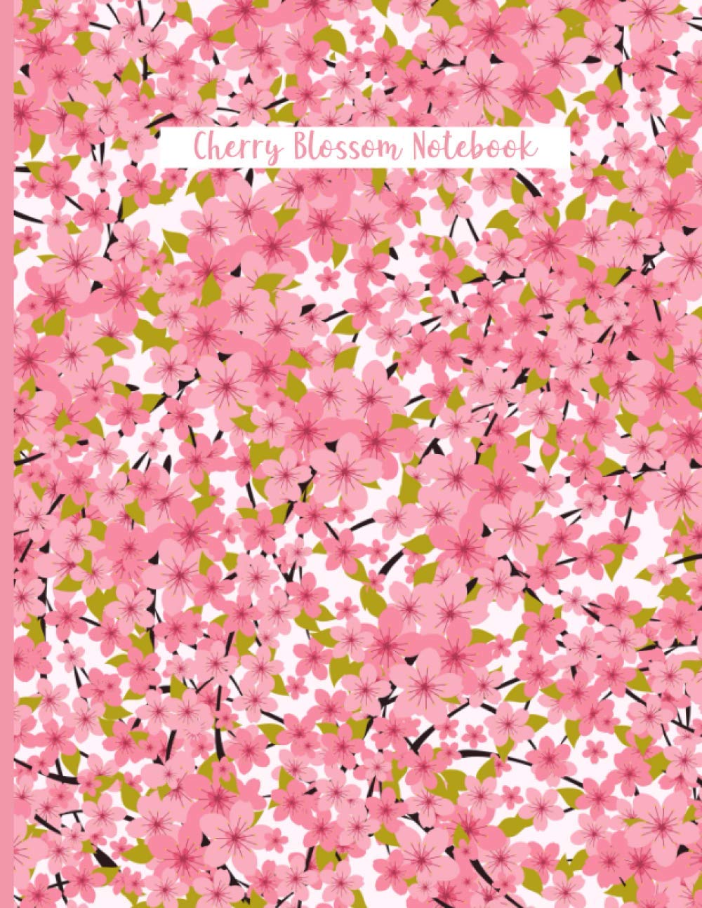 Cherry Blossom Notebook: With Wide Ruled Paper and 100 Pages - Pretty Watercolor Flower Notebook With Polka Dots