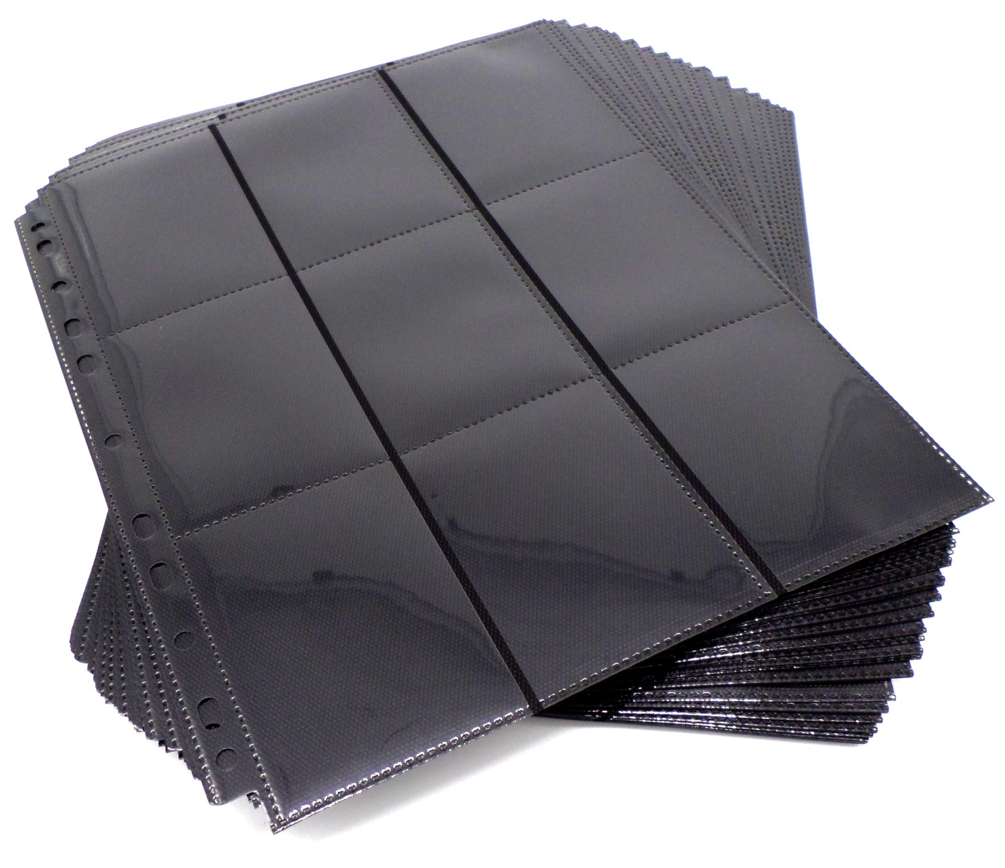 docsmagic.de 50 18-Pocket Pages Black - Sideloading - 11 Holes - MTG PKM YGO