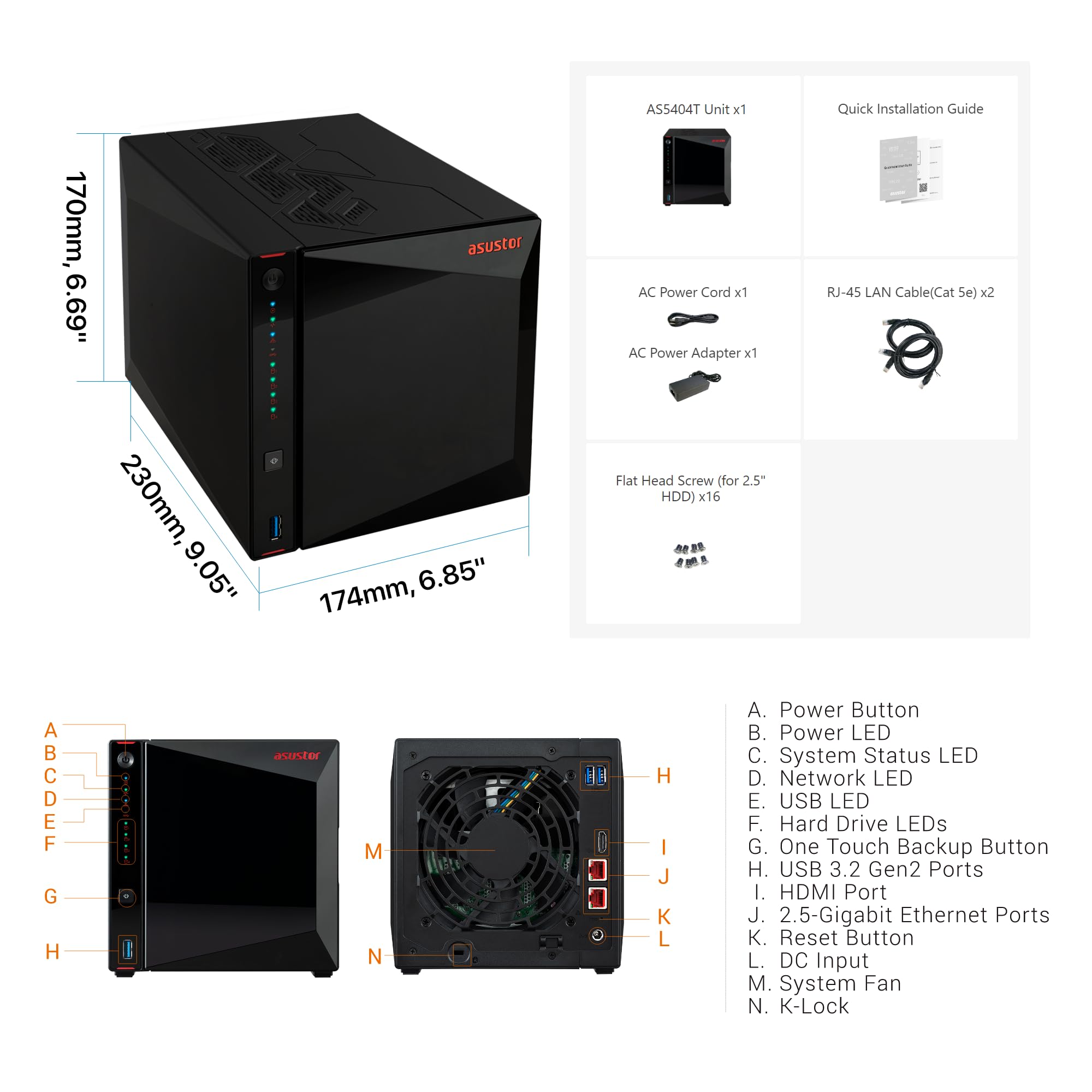 Asustor AS5404T Nimbustor NAS front panel