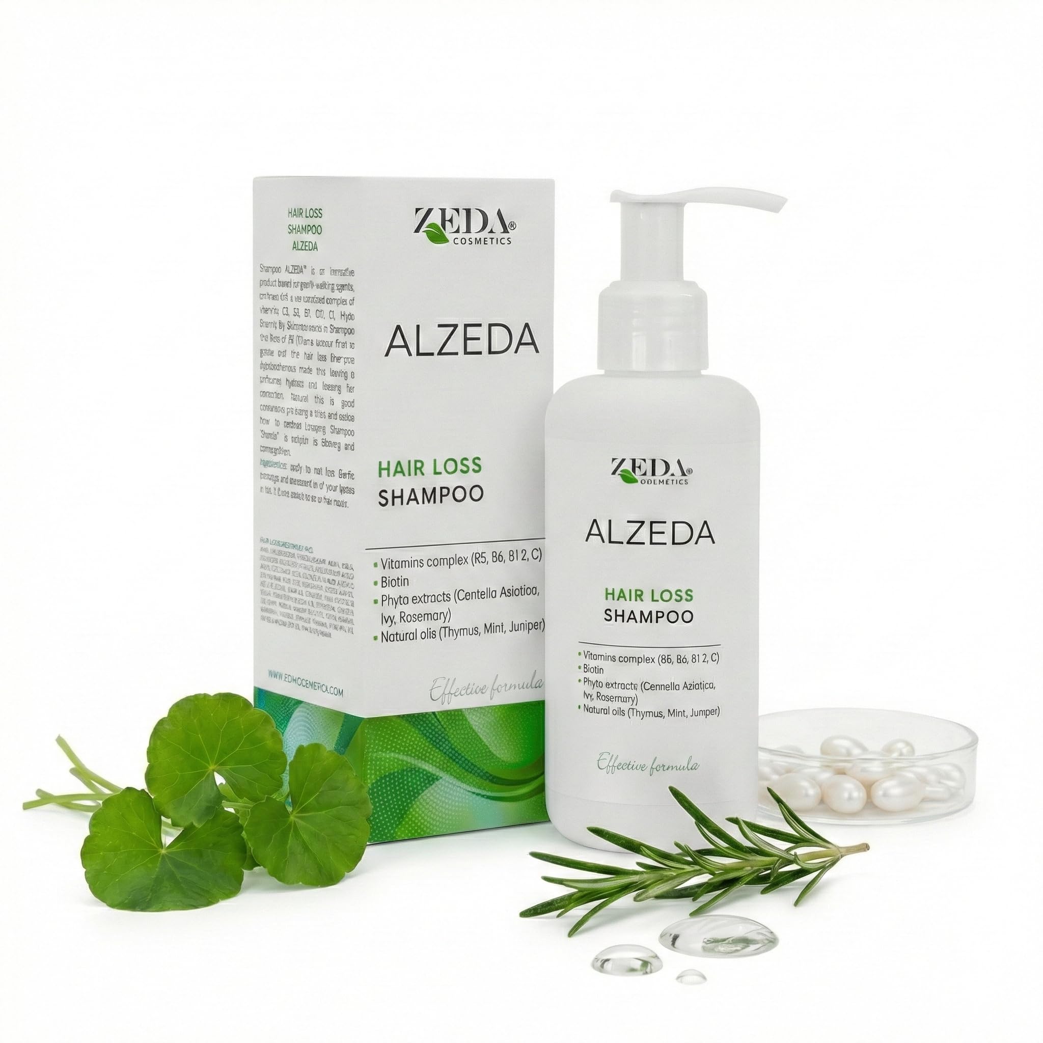 ALZEDA Anti Hair Loss Shampoo 200 ml with Biotin, Rosemary, Vitamin C, B12, B Complex, Mint | Anti Hair Loss | Hair Growth | for Men and Women | Hair Growth | Hair Loss