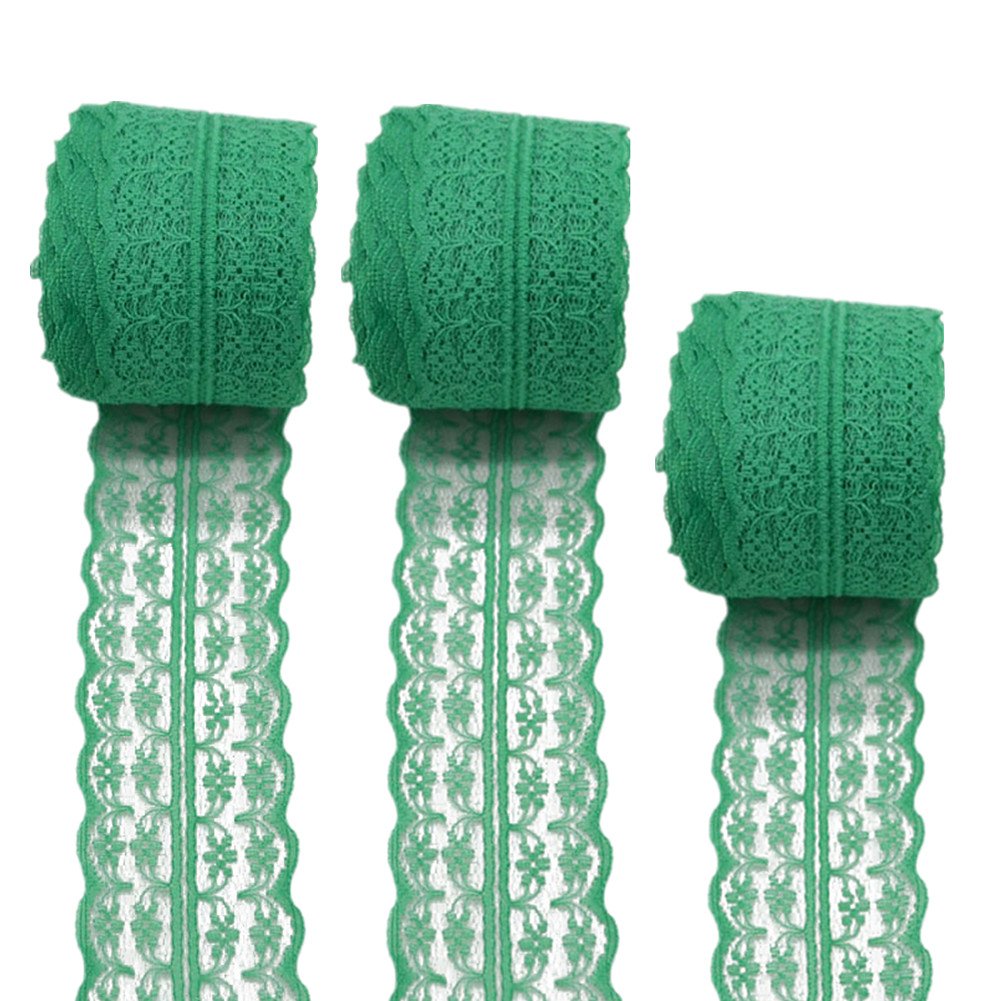3 Rolls 10 Meters Floral Lace Ribbon Lace Trim Webbing Fabric for DIY Jewelry Making Craft Wedding Accessories Gift Wrapping(Teal)