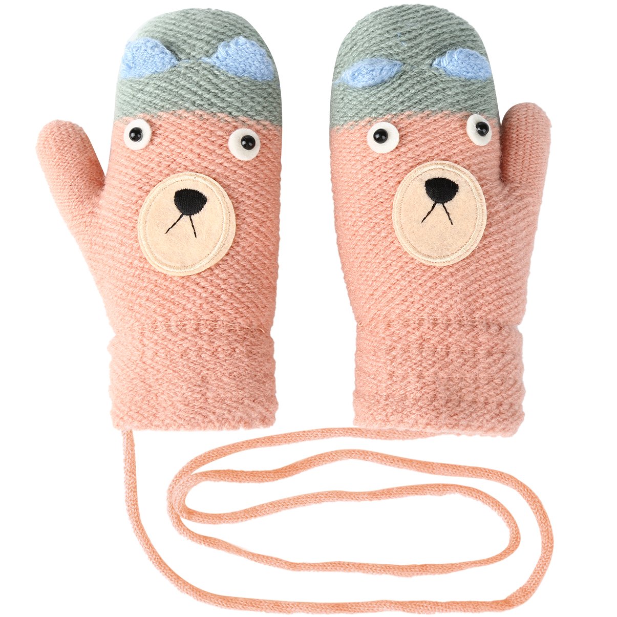 Vbiger Kinder Gestrickte Handschuhe verdickte Gestrickte Handschuhe Weiche Outdoor Winterhandschuhe Warme Handschuhe Bequeme Handschuhe mit niedlichen Cartoon Muster für Kinder zwischen 4-8 Jahre alt