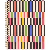 ban.do Small Colorful Spiral Notebook (Mid-Century Stripe) | 8.5" x 6.75" Mini Rough Draft Journal with 160 College Ruled Perforated Pages, Pocket, Rounded Corners, and Cute Cover