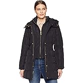 Cole Haan Women's Taffeta Down Coat With Bib Front and Dramatic Hood