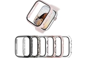 6 Pack Case for Apple Watch Series 3/2/1 38mm with Tempered Glass Screen Protector, BHARVEST High Definition Scratch Resistant Hard PC Bumper Cover for Apple Watch Accessories (6 Colors, 38mm)