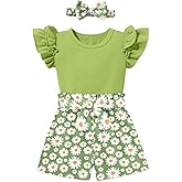 oklady Toddler Girl Clothes Ruffle Floral Embroidery Shirt and Shorts Set