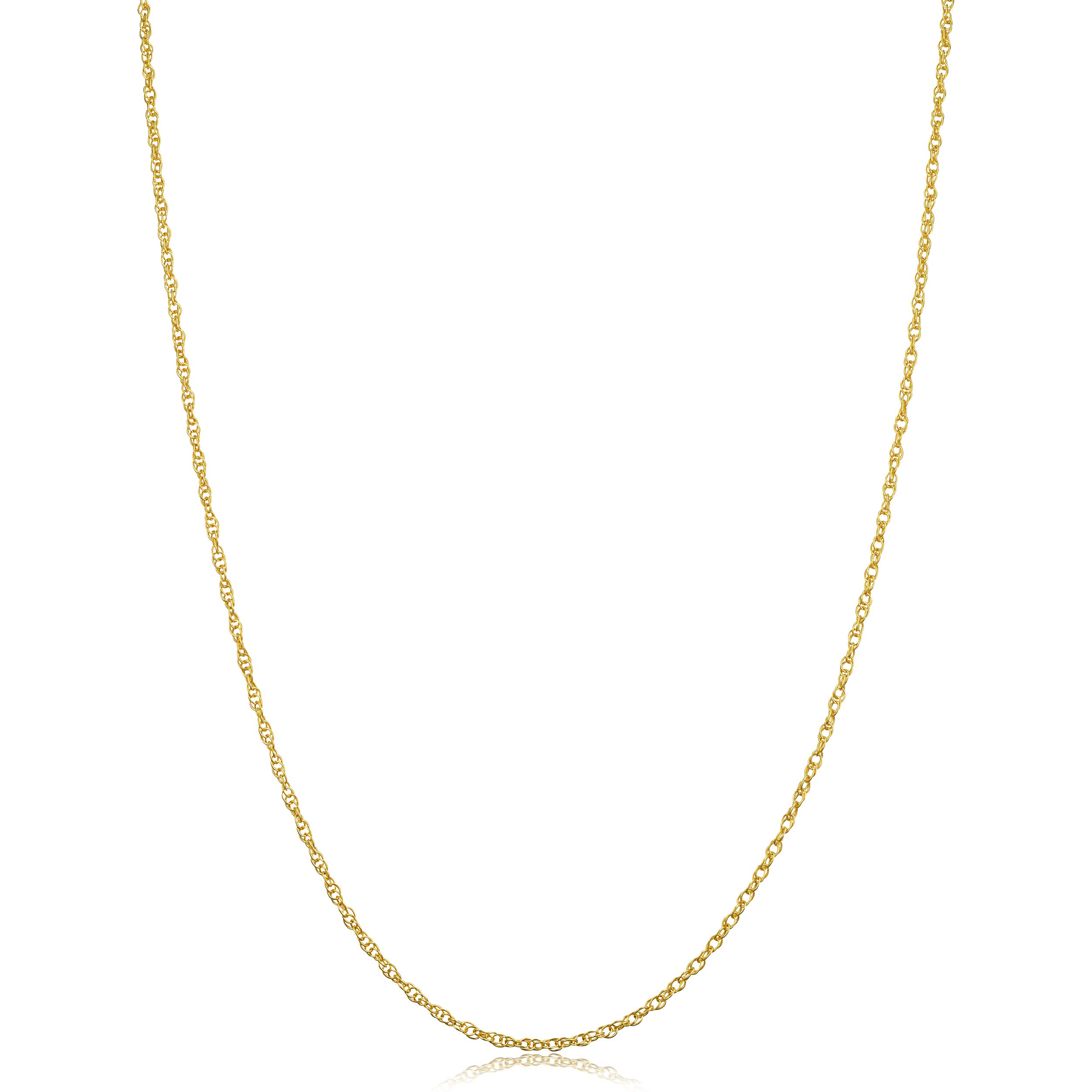 Kooljewelry Collar de cadena de cuerda de oro amarillo macizo de 10 quilates (0.051 in, 24 pulgadas)