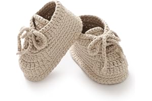 Hadetoto Baby Booties Newborn Cotton Knit Shoes Hand Crochet Soft First Walking Cozy Sneaker for Infant Boys Girls