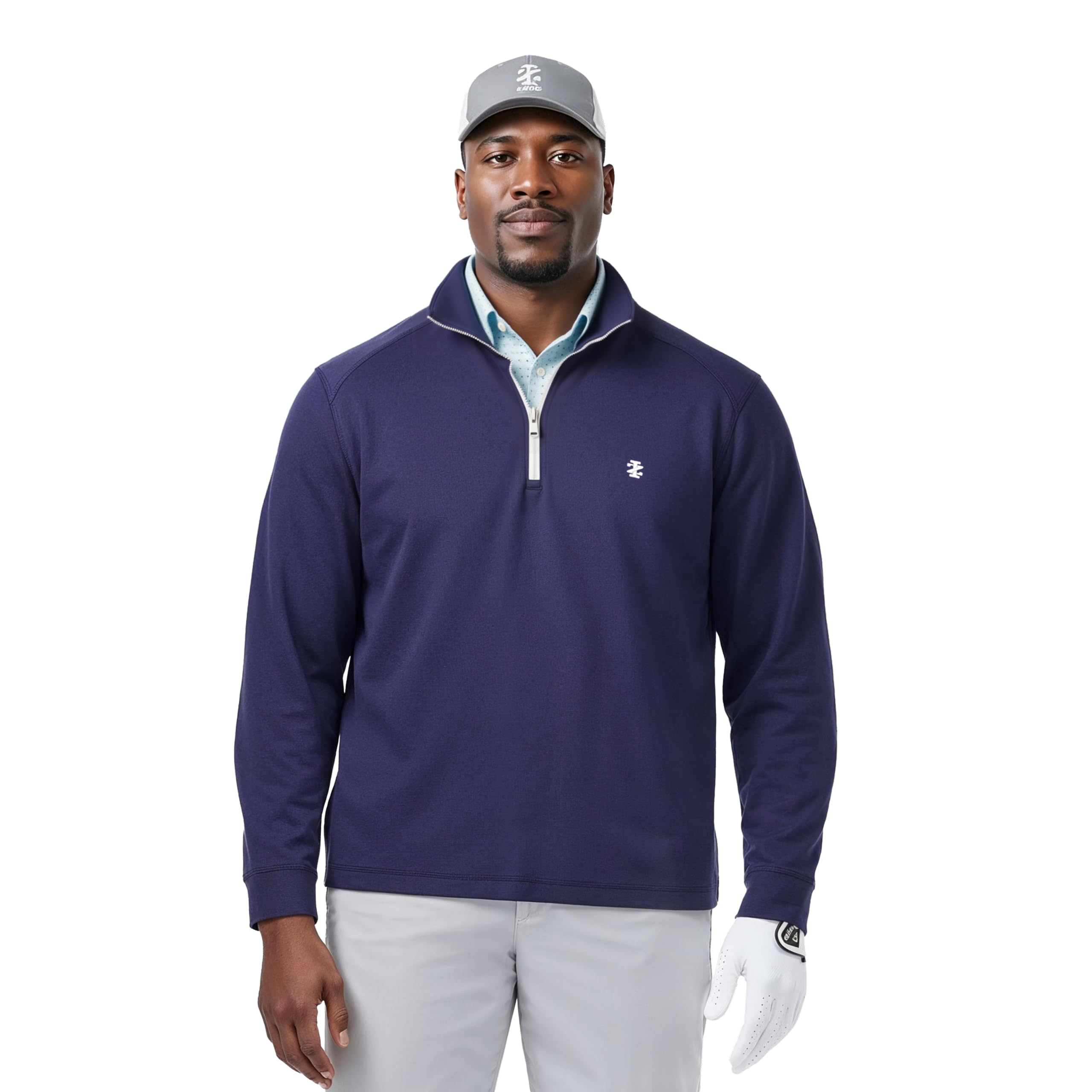 IZOD Men’s Big & Tall Swingflex Golf Pro Mesh Quarter Zip Long Sleeve Shirt, Medieval Blue, 3X-Large Big