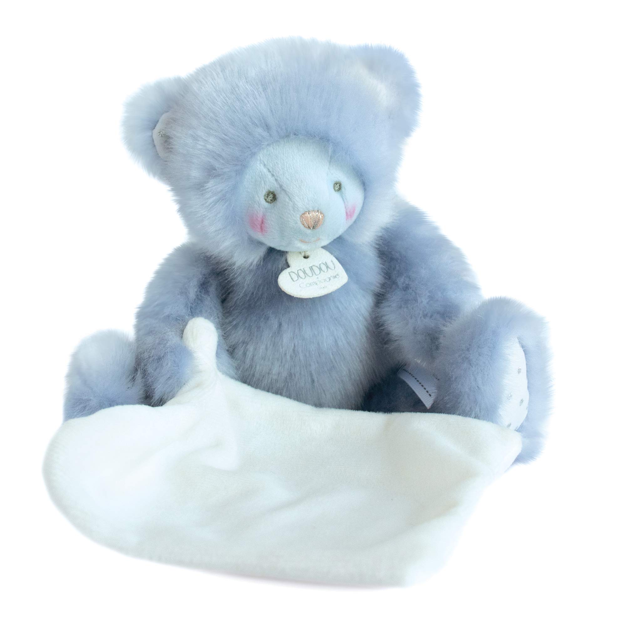 Doudou et Compagnie DC3553 TROP Mimi Blue Bear with Handkerchief, Blue