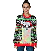 OFF THE RACK LED Ugly Christmas Sweater Women Unisex Funny Novelty Knit Pullover Light Up Men for Xmas Party （20042-fe Large）
