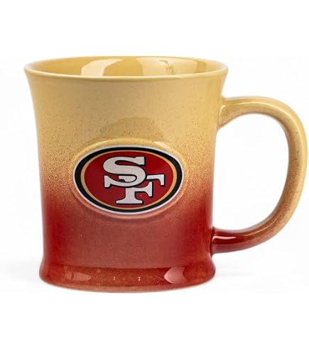 Amazon.com : FANMATS NFL San Francisco 49ers 14 oz Relief Coffee Mug  14  Fluid Ounces | Ceramic | Sculpted 3D Logo | Team Color | Great Gift :  Sports & Outdoors