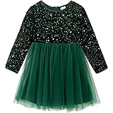 Noomelfish Girls Sequin Velvet Tutu Dress Toddler Tulle Sparkly Long Sleeve Fall Winter Party Dresses (3-8 Years)