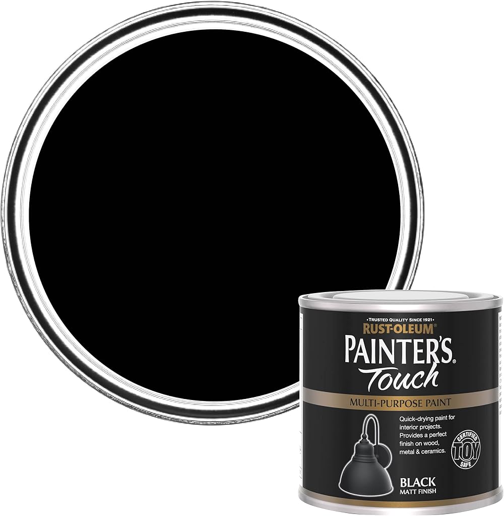 Rust-Oleum Painter's Touch Matt Black 250ml Multi-Surface Water-Based Paint