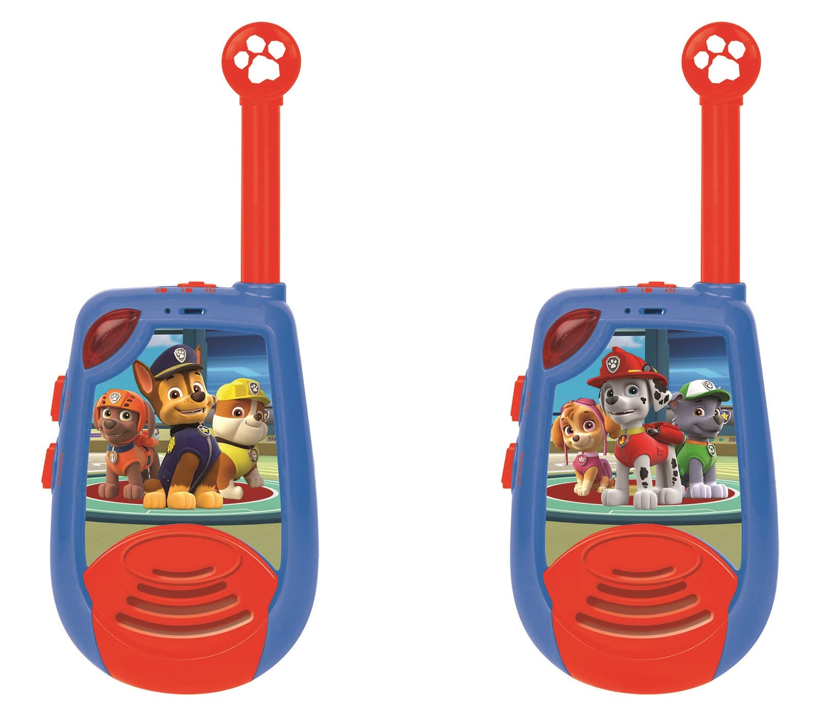 LEXIBOOK, Paw Patrol, Digital Walkie Talkies, 2 km Transmission Range, Light Morse function, Volume control, Belt clip, Blue/Red, TW25PA