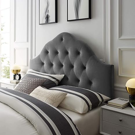 Amazon Com Modway Sovereign King Diamond Tufted Performance Velvet Headboard Gray