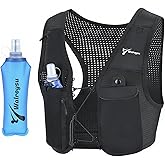 Running Vest for Women Men, USA Design, Lightweight Hydration Vest, Adjustable Elasticated Crisscrosses, Front Phone Pocket, Running Vest with 500ml Soft Flask for Marathon, Training Runs