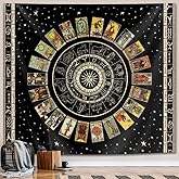 ARTCREATOR Star Zodiac Astrology Tapestry Wall Hanging for Teen Girl's Bedroom - Witch Constellation Theme (Black 51x59 inches)