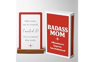 BONIBOM Badass Mom Affirmation Cards – 52 Daily Empowering Messages to Uplift & Support Mothers – Funny Motivational Card Deck for New Moms with Stand – Unique Gift for Postpartum & Motherhood