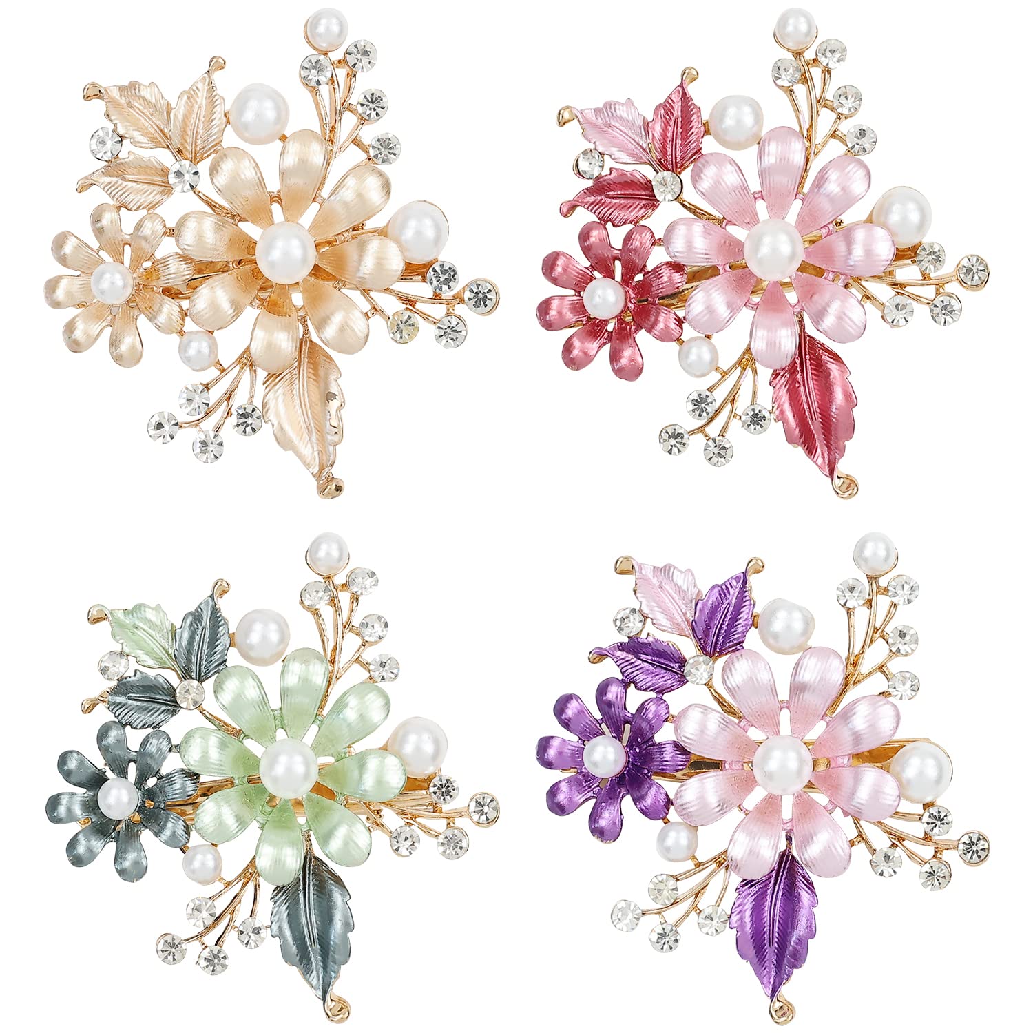 Photo 1 of **Only two**inSowni 4 Pack Luxury Glitter Sparkly Jeweled Gems Crystals Rhinestones Retro Vintage Butterfly Metal French Barrettes Alligator Snap Hair Clips Pins Headpieces Accessories for Women Girls (4PCS S4)