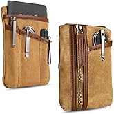 Sayram SP6 EDC Pouch, Waxed Canvas Compact Pocket Organizer, EDC Pocket Pouch for Men, Zippered Pocket Pouch, Mini EDC Organizer for Everyday Carry, Multitool Organizer Pouch (Oil Wax Brown)