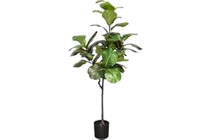 SAKSUN Artificial Fiddle Leaf Fig Tree 5FT Tall Faux Ficus Tree Lyrata Plant with Faux Leaves Fig Silk Tree for Indoor Outdoor House Home Office Garden Decor,44 Leaves