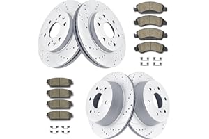 Acinoparts Front and Rear Brake Kit, Drilled and Slotted Brake Rotors Ceramic Brake Pads Suitable for Cadillac Escalade Chevy Silverado 1500 Tahoe GMC Yukon