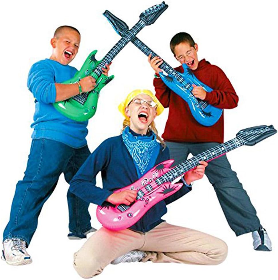 Inflatable Rock Star Toy Set - 18 Pack Inflatable Party Props - 4 Inflatable Guitar, 6 Microphones, 6 Shutter Shading Glasses, 1 Saxophone and 1 Inflatable Keyboard Piano Inflatable Rock toys: Toys & Games