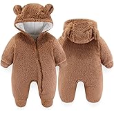 UVIPC Newborn Baby Bear Fleece Outfit Footie Jumpsuit Winter Romper Snowsuit outfit Bear Suit Warm Hooded Outfits