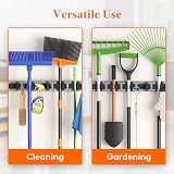 Lifewit Broom Mop Holder Wall Mounted 5 Slots 6 Hooks Gray 41x5.5x7cm view 7