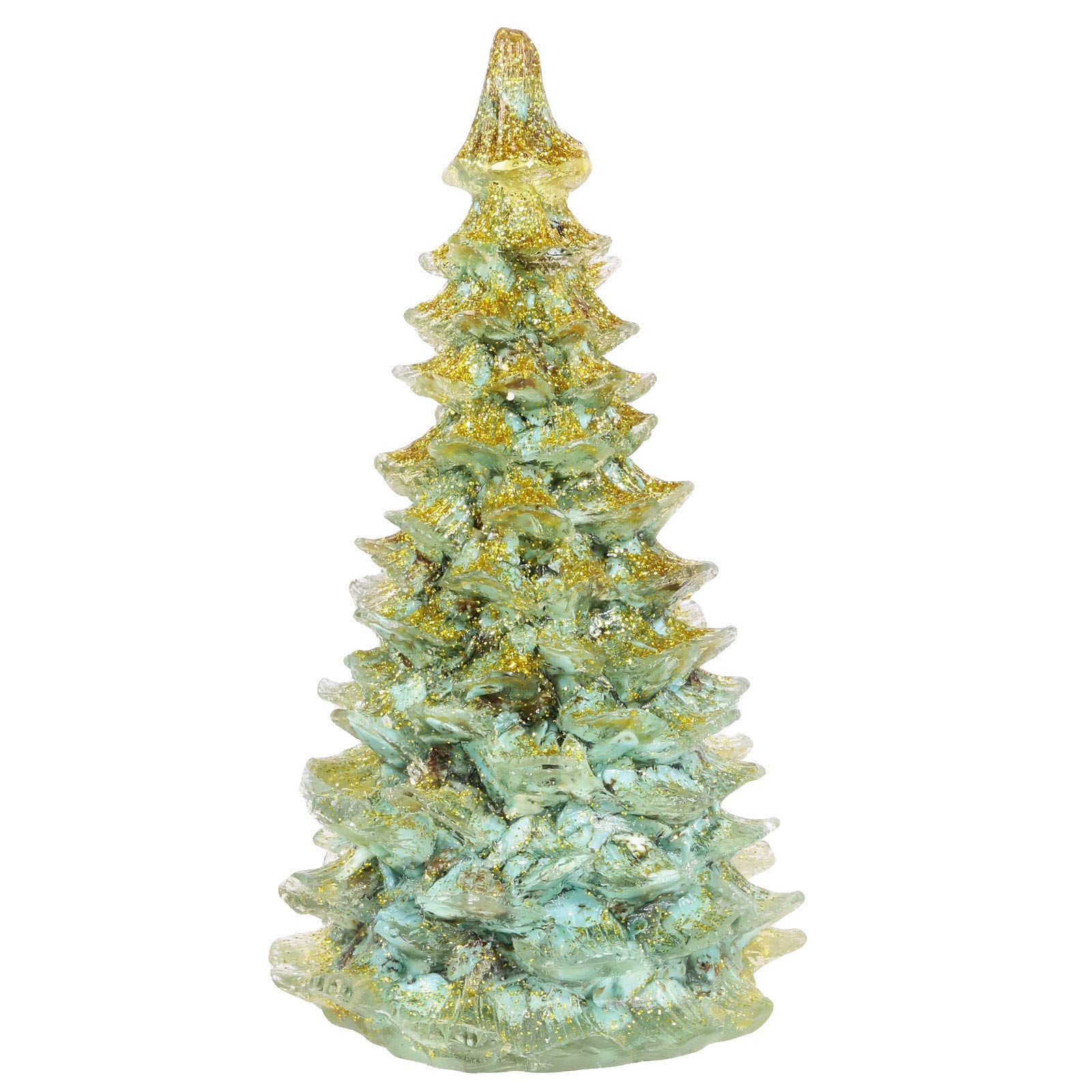 KYEYGWO Green Howlite Turquoise Healing Crystal Stone Mini Christmas Tree, Handmade 9 CM Christmas Tree Table Ornament Decorationfor Home Shop Office