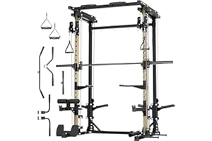 MAJOR FITNESS Drone3 Smith Machine, 2500lbs All-in-One Home Gym Power Rack with Dual Pulley System for Cable Crossover, Pull-Up Bars