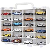 Saichotoy Storage Case for Hot Wheels, 48-Slot Carrying Display Case, Beige | Double-Sided 1/64 Toy Car Storage Organizer with Clear Lids, Beige Frame, Built-In Anti-Slip Steps and Adjustable Dividers