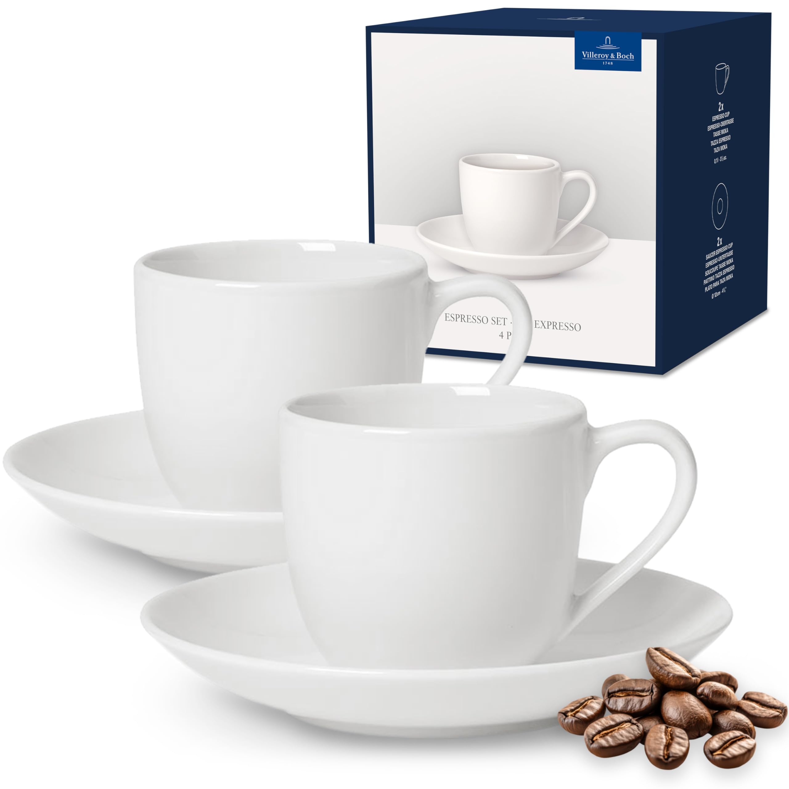 Photo 1 of Villeroy & Boch For Me Espresso Cup & Saucer : Set of 2, Premium Porcelain, White