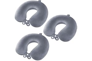 urnexttour Travel Pillow for Airplane-3 Pack Memory Foam Neck Pillows, Soft & Support Travel Pillow for Travelling, Sleeping Rest, Car, Train and Home Use (Grey)