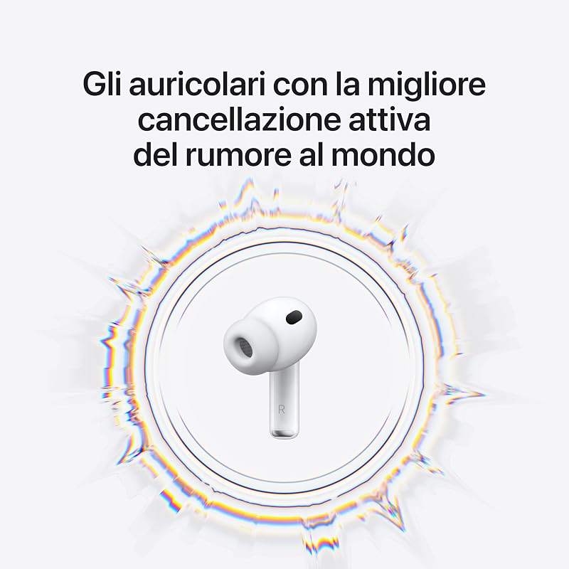 AirPods Pro 3, Cancellazione attiva del rumore, Rilevamento della frequenza cardiaca, Cuffie Bluetooth, Audio spaziale, Suono ad alta fedeltà, Ricarica USB-C​​​​​​​