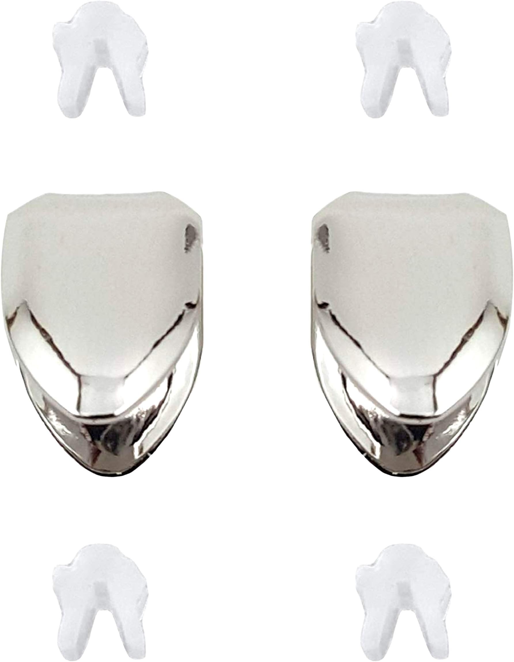 24K Plated Joker Silver Single Tooth for Men and Women|x2 Grillz for Mouth Top Bottom Hip Hop Teeth |+ 2 Extra Molding Bars + 1 Microfiber Cloth