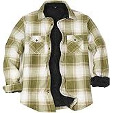 Men's Warm Sherpa Lined Fleece Plaid Flannel Shirt Jacket(All Sherpa Fleece Lined)