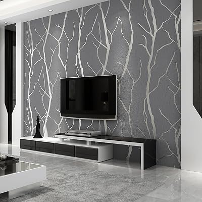 Trafagala Non-Woven Silver Grey Wallpaper 3D Embossed Striped Glitter
