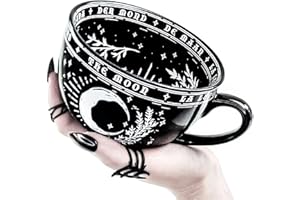 Rogue + Wolf La Lune Large Coffee Moon Mug Gothic Home Decor Ceramic Mugs For Men Women Halloween Spooky Witch Tarot Gifts Metaphysical Witchcraft Supplies Goth Boho Novelty Tea Cup - 17.6oz 500ml