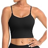 FeelinGirl Workout Crop Top Longline Sports Bras for Women Medium Support Tank Tops Wirefree Shirts with Built in Bra