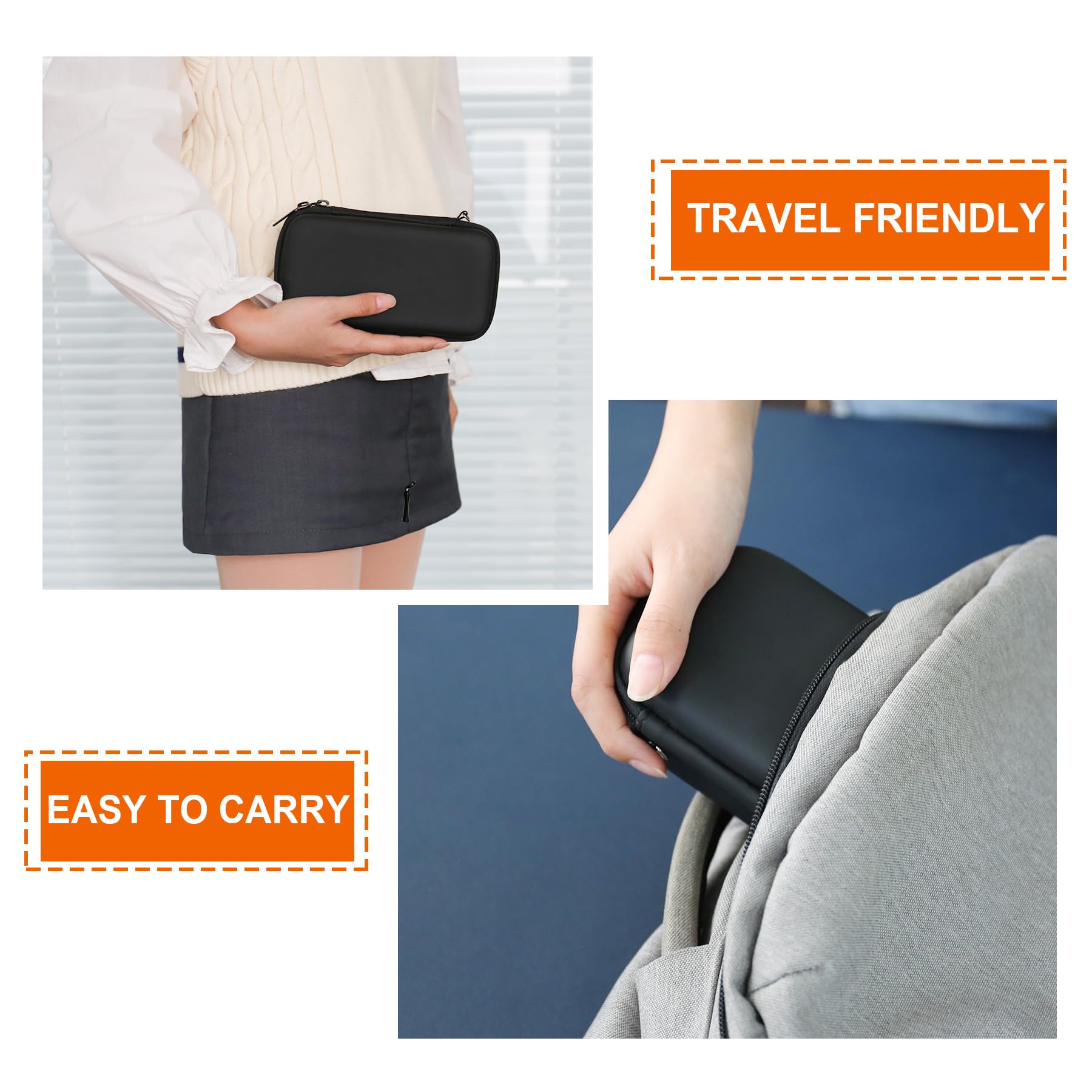 Supmay Hard Carrying Case for RG35XX H Retro Handheld Game Console, Retro Game Travel Storage Holder with Mesh Bag for SD Card, USB Type-C Cable, User Manual, Black