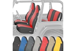 Diver Down Neoprene Seat Cover Set - Fits Jeep TJ 1997-2006 Wrangler - Front and Back Seat Set - Waterproof Custom Fit Seat Covers - Soft Padded Cushion Feel - Thermal Resistant - (Red, 97-02)
