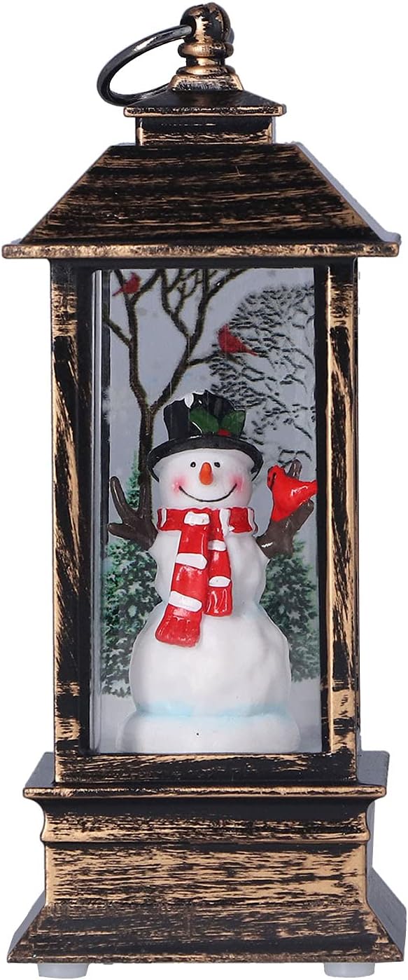 Snow Globes - Christmas Lantern,Christmas Snow Globe Lantern,Lighted Street Lamp Shaped Lantern Festival Decoration Props Battery Operated Suitable for Wedding Party Indoor Outdoor Home Decoration(Snowman)